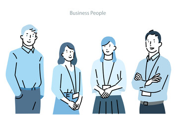 Man and woman - business person with fresh smile - business team startup illustration男性と女性ー爽やかな笑顔のビジネスパーソンービジネスチームのスタートアップイラスト素材