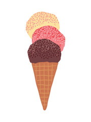 hand drawing colorful ice cream illustration. delicious dessert for summer holiday on the beach. isolated design