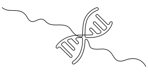 DNA in detailed one line drawing. Scientific research concept. Genome linear structure symbol. Minimalist vector with modern touch. Vector illustration isolated on white background. Editable stroke