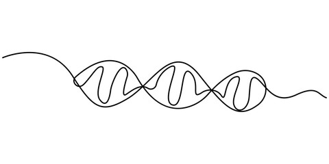 DNA in detailed one line drawing. Scientific research concept. Genome linear structure symbol. Minimalist vector with modern touch. Vector illustration isolated on white background. Editable stroke
