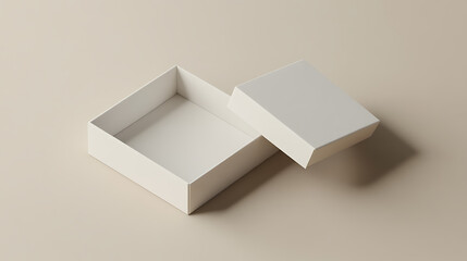 Minimalist White Product Boxes Mockup – Open and Closed Packaging Display
