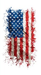 American flag created with textured red, white, and blue paint splatters for artistic representation of patriotism