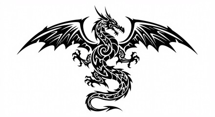 Dynamic Tribal Dragon Standing Vector Illustration