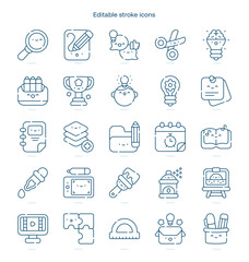Creativity stroke icon. Creativity line icon set. editable stroke icon pack