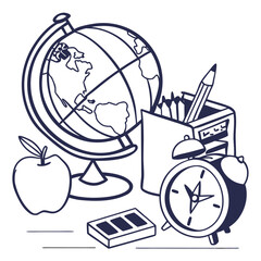 Educational School Supplies with Globe and Books