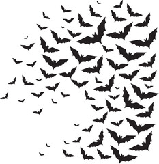 Black and white vector illustration of flying birds with an abstract background