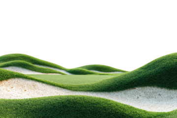 Golf course, undulating greens, sandy bunkers