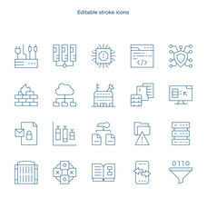 Data Center stroke icon. Data Center line icon set. editable stroke icon pac