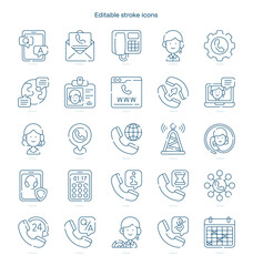 Call Center stroke icon. Call Center line icon set. editable stroke icon pack
