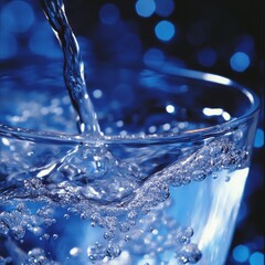 Water pouring into glass, close-up