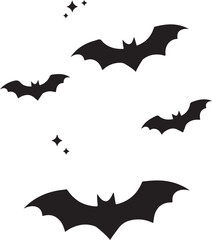 Spooky Halloween vector illustration set with pumpkins, bats, ghosts, and a haunted castle background under an autumn moonlit night