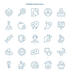 Cancer Day stroke icon. Cancer Day line icon set. editable stroke icon pack