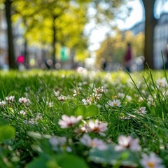 Close-up of wildflowers in a park