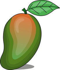 Cartoon-style mango graphic. Use for nutrition, vegan, vegetarian, or fruit-related projects. Bright and appealing