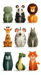 Fun and colorful illustration of playful cartoon animals on a bright background