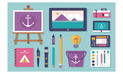 flat icons for web and mobile applications set