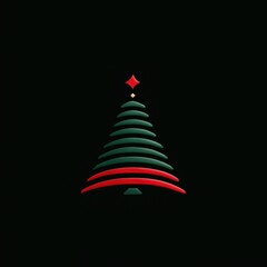 Stylized Christmas tree design in green and red colors with a bright star at the top perfect for holiday decorations
