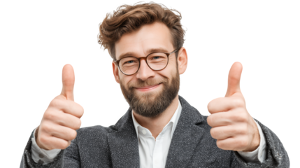 Portrait Of A Happy Person With Positive Gesture isolated on transparent background