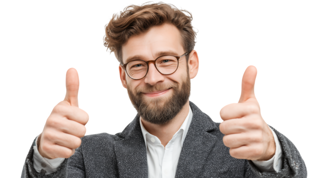 Portrait Of A Happy Person With Positive Gesture isolated on transparent background