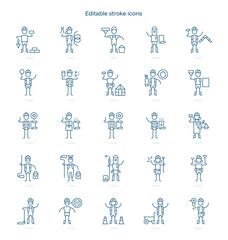 Construction Business stroke icon. Construction Business line icon set. editable stroke icon pack