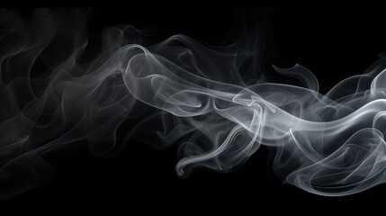 Wisps of White Smoke Flowing Gracefully on Black Background