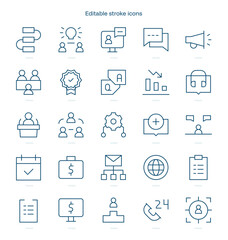 Consulting stroke icon. Consulting line icon set. editable stroke icon pack