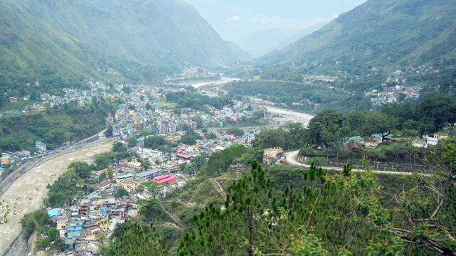 Kali River View: Dharchula (India) and Darchula (Nepal) on the Border