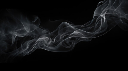 Wisps of White Smoke Flowing Gracefully on Black Background
