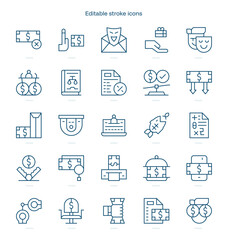 Corruption stroke icon. Corruption line icon set. editable stroke icon pack