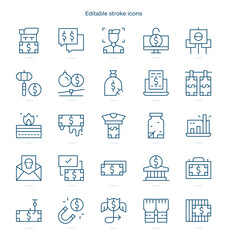 Corruption stroke icon. Corruption line icon set. editable stroke icon pack