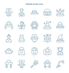 Costume Party stroke icon. Costume Party line icon set. editable stroke icon pack