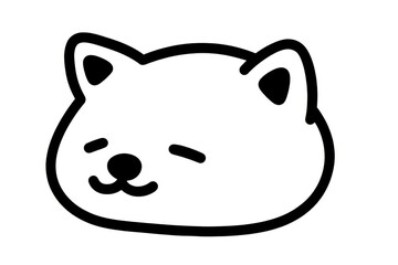 Minimalist vector doodle of a cute cartoon dog face with simple eyes and nose, hand-drawn clipart style on white background, clean and playful design