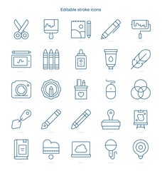 Creative Tools stroke icon. Creative Tools line icon set. editable stroke icon pack