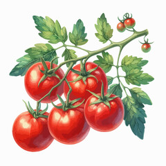 watercolor tomato vine vector , watercolor tomato vine