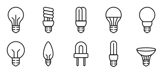 Light Bulb line icon vector, isolated on white background. Idea sign, solution, thinking concept. Lighting Electric lamp, electricity, shine, shiny. Flat style for graphic design, logo, web site, UI. 