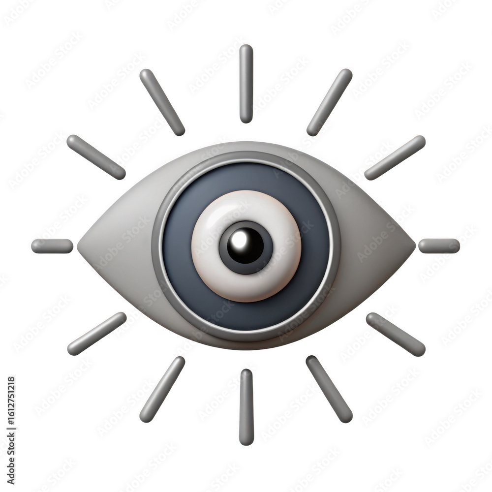 Poster 3d rendered eye icon in a square frame isolated on transparent background