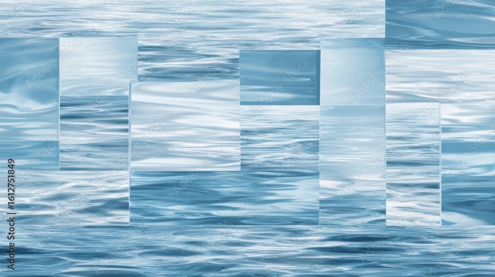 Poster a mesmerizing abstract display of a water surface showcasing light reflections and varying shades of