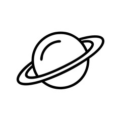 Planet Saturn with rings in a minimalist style  on transparent background