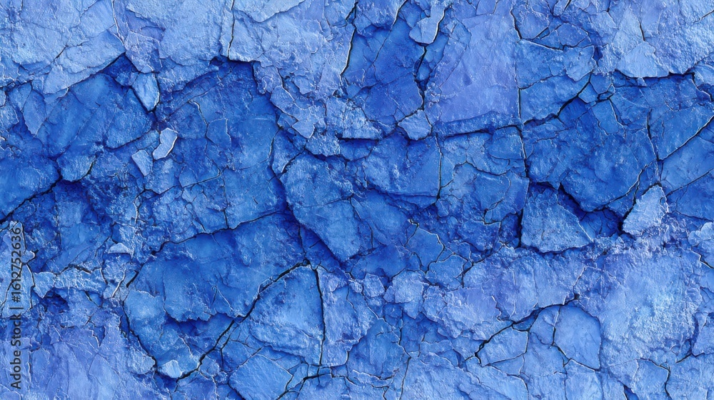 Poster a textured surface showcases varying shades of blue, with observable cracks and uneven patterns. the