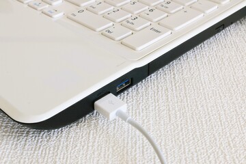 ノートパソコンとUSBケーブル