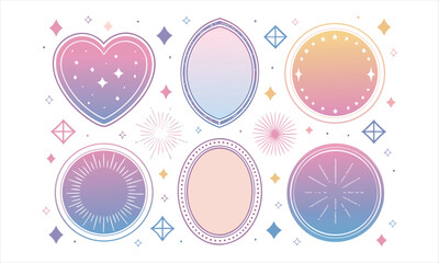 Whimsical pastel shapes with glitter and sparkle accents