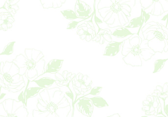 Obraz premium A subtle green floral pattern on a white background
