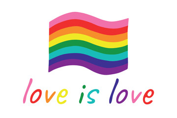 Colorful Gay pride flag Happy pride day LGBTQ community Pride Month Vector hand drawn doodle for posters, stickers, logo, cards