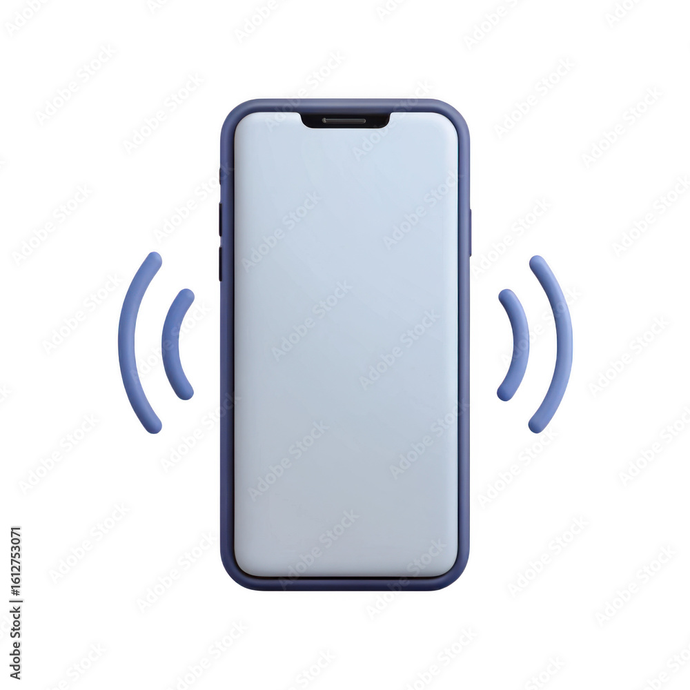 Poster 3d rendered smartphone receiving a signal isolated on transparent background