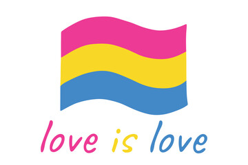 Colorful Pansexual pride flag Happy pride day LGBTQ community Pride Month Vector hand drawn doodle for posters, stickers, logo, cards