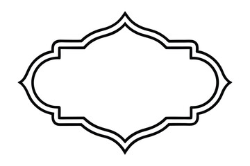 Black ornate arabesque frame with double line border on white decorative
