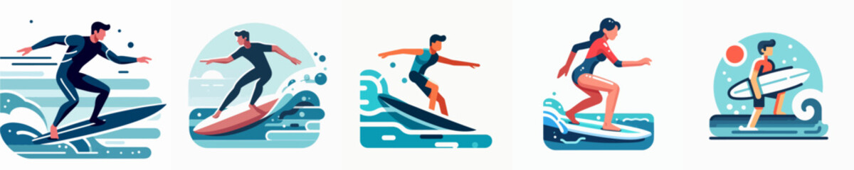 vector of a person surfing on the sea