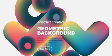 Fluid shapes, vibrant colors create modern abstract design. Text overlay promotes content, inviting exploration. Minimalist aesthetic.