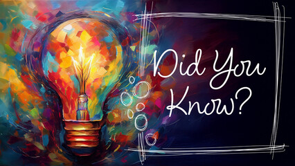 Did You Know Bulb Colorful Painting Left Text Horizontal Dark 
