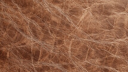 Obraz premium A detailed close-up of brown leather showcases its unique texture and natural creases, perfect for design projects or material selection in fashion and upholstery.